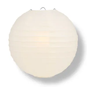 12" Beige / Ivory Round Paper Lantern, Even Ribbing, Chinese Hanging Wedding & Party Decoration