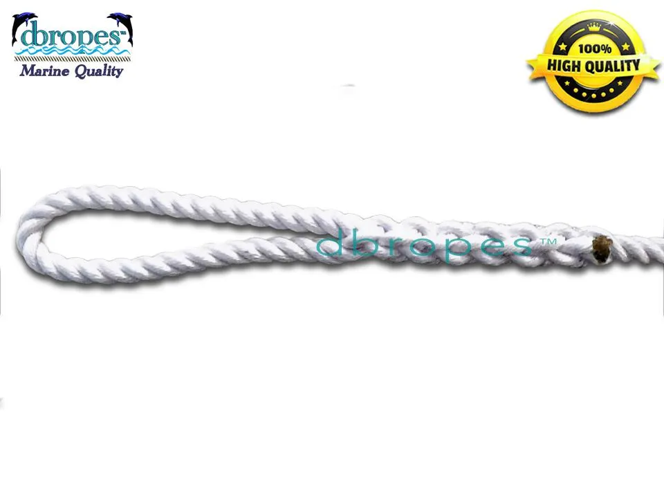 1/2" X 10' Three Strand Mooring Pendant 100% Nylon Rope with Thimble. (Tensile Strength 6.400 Lbs.) Made in USA. FREE EXPEDITED SHIPPING