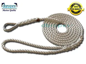 1/2" X 10' Three Strand Mooring Pendant 100% Nylon Rope with Thimble. (Tensile Strength 6.400 Lbs.) Made in USA. FREE EXPEDITED SHIPPING