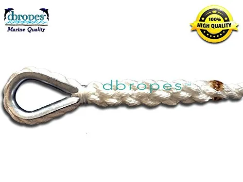 1/2" X 6' Three Strand Mooring Pendant 100% Nylon Rope with Thimble. and Floating system (Tensile Strength 6.400 Lbs.) Made in USA. FREE EXPEDITED SHIPPING
