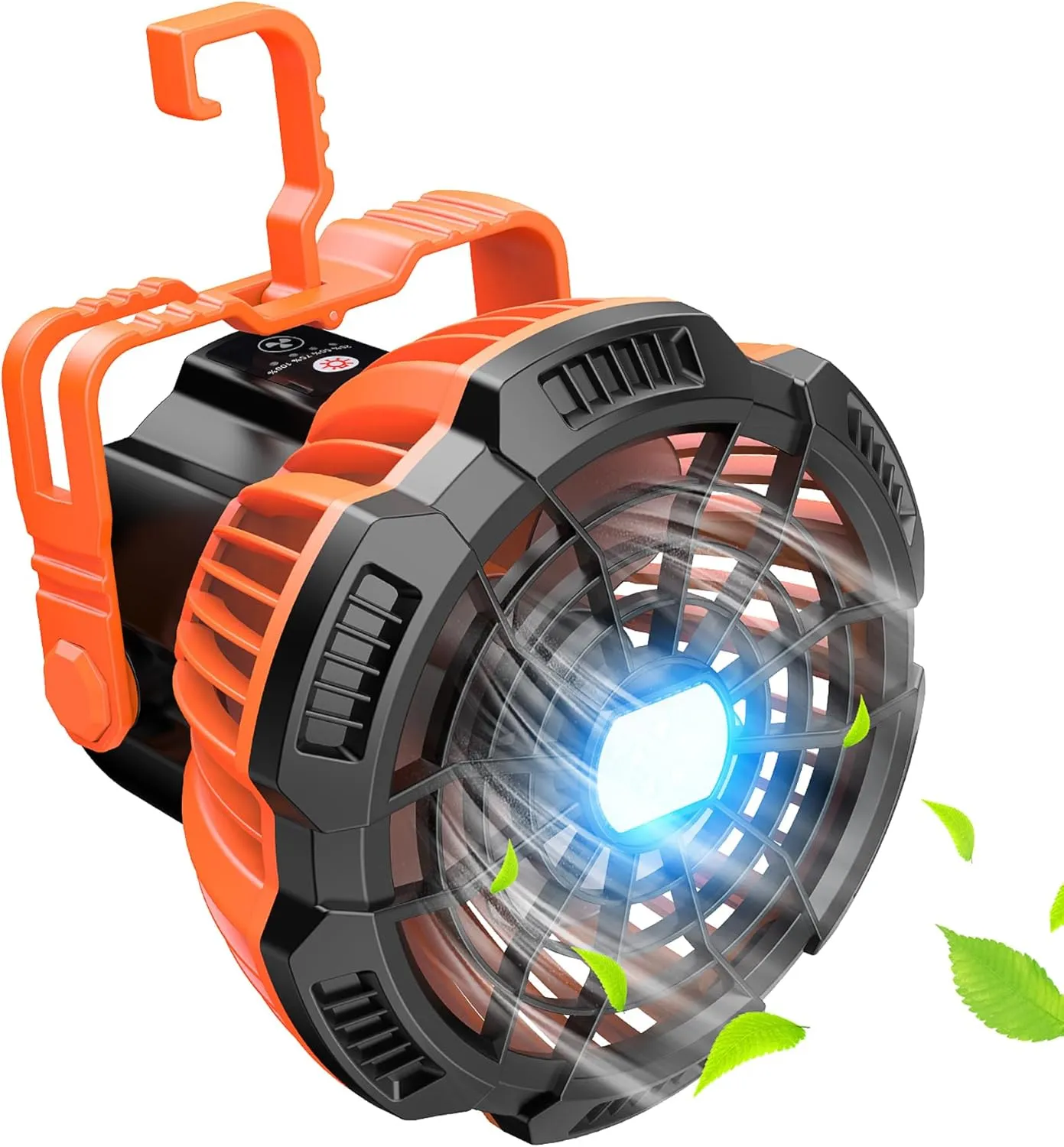 15000mAh Portable Camping Fan with Lantern, Rechargeable Battery Operated Fans with Hook, Glamping Tent Hanging Fan for RV Travel,Car Camping Essentials Accessories,Hiking Gear,Hurricane Survival Gear