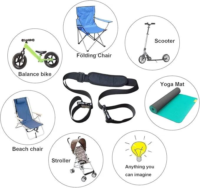 (2 Pack) Adjustable Beach Chair Carry Strap, Folding Chair Shoulder Strap for Beaches, Camping, Backpacking, Picnics and other items