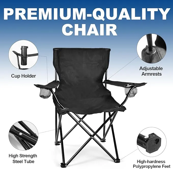 2 Pack Camping Chairs - Lightweight and Supportive Chairs for Teens and Lightweight Individuals - Compact, Durable, and Portable - Ideal for Camping, Hiking, Beach, and Picnics - Carry Bag