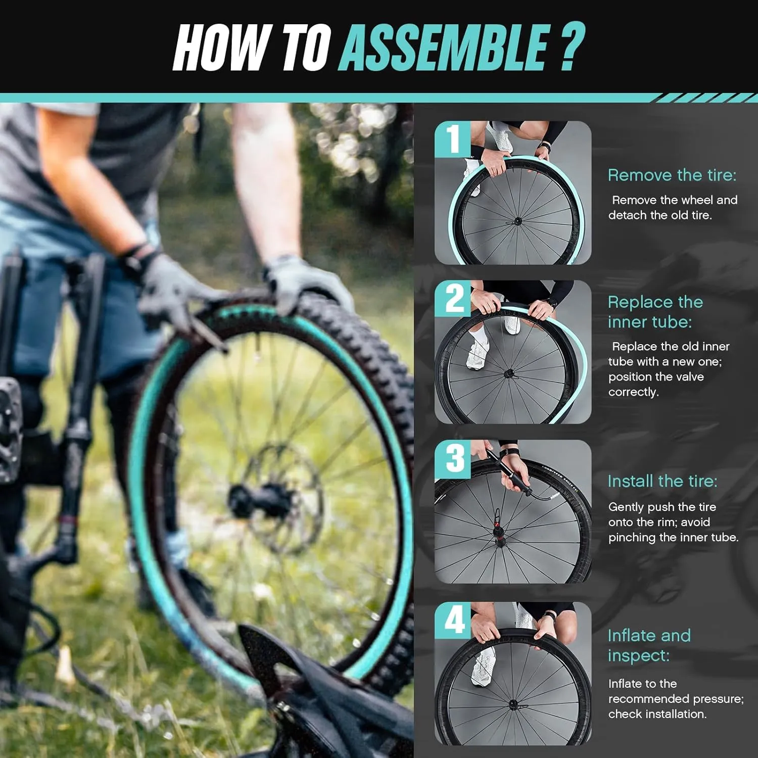 2-Pack SPINGO MTB TPU Inner Tube 26inch / 27.5inch / 29inch TPU Inner Tubes for 1.5-2.1/2.2-2.5 MTB TPU Bike Tube with 48mm Presta Valves Lightweight Mountain Bike Spare Tire