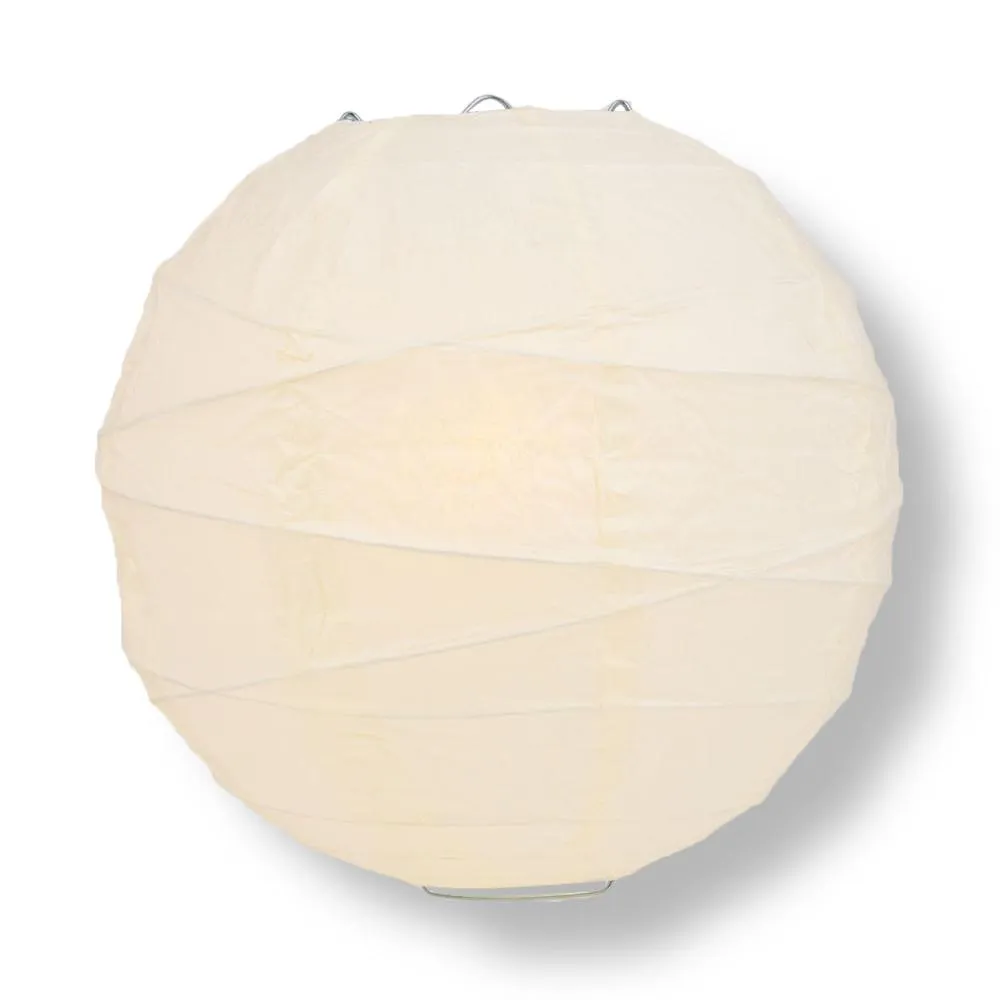 30 Inch Beige / Ivory Jumbo Free-Style Ribbing Round Paper Lantern