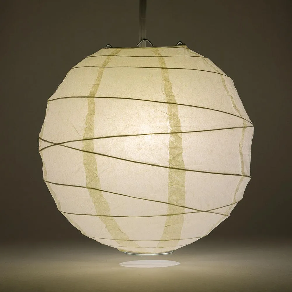 30 Inch Beige / Ivory Jumbo Free-Style Ribbing Round Paper Lantern