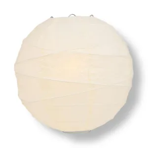 30 Inch Beige / Ivory Jumbo Free-Style Ribbing Round Paper Lantern