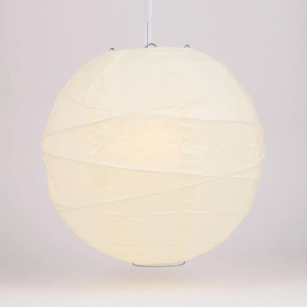 30 Inch Beige / Ivory Jumbo Free-Style Ribbing Round Paper Lantern