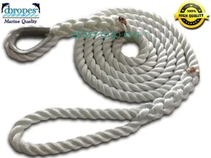 3/4" X 3' Three Strand Mooring Pendant 100% Nylon Rope with Thimble. (Tensile Strength 13800 Lbs.) Made in USA. FREE EXPEDITED SHIPPING