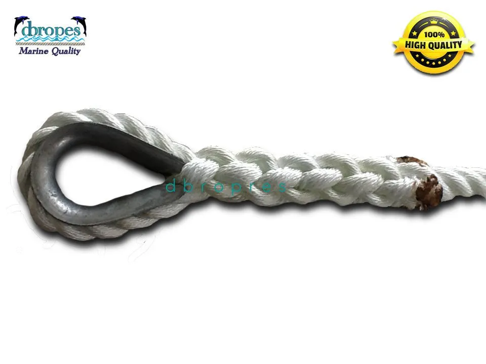 3/4" X 3' Three Strand Mooring Pendant 100% Nylon Rope with Thimble. (Tensile Strength 13800 Lbs.) Made in USA. FREE EXPEDITED SHIPPING