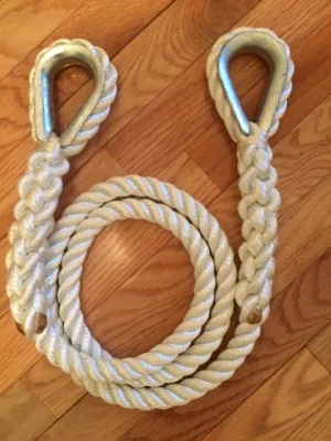 3/4" X 6' Three Strand Mooring Pendant 100% Nylon Rope with 2 Thimbles . (Tensile Strength 13800 Lbs.) Made in USA. FREE EXPEDITED SHIPPING
