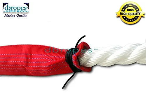 3/8" X 12' Three Strand Mooring Pendant 100% Nylon Rope with Thimble and Chafe Guard. (Tensile Strength 3700 Lbs.) Made in USA. FREE EXPEDITED SHIPPING. (Select color before add to cart)
