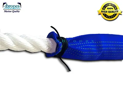 3/8" X 12' Three Strand Mooring Pendant 100% Nylon Rope with Thimble and Chafe Guard. (Tensile Strength 3700 Lbs.) Made in USA. FREE EXPEDITED SHIPPING. (Select color before add to cart)