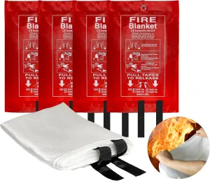 40 x 40 Emergency Fire Blanket - Flame Suppression Fiberglass Blankets for Home, Kitchen, Camping, Car, Office, Warehouse, Emergency Survival Safety - Fire Extinguisher Alternative (4, 40*40)