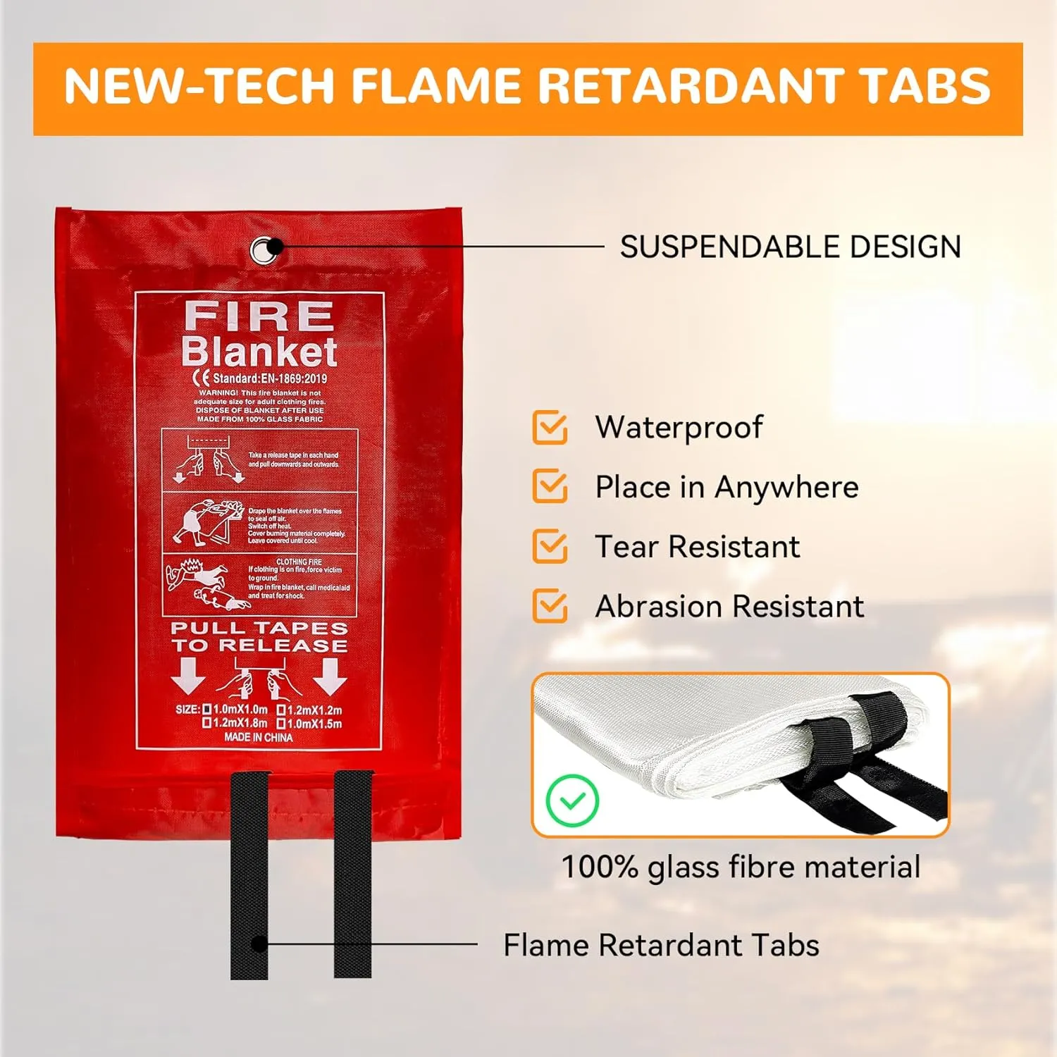 40 x 40 Emergency Fire Blanket - Flame Suppression Fiberglass Blankets for Home, Kitchen, Camping, Car, Office, Warehouse, Emergency Survival Safety - Fire Extinguisher Alternative (4, 40*40)