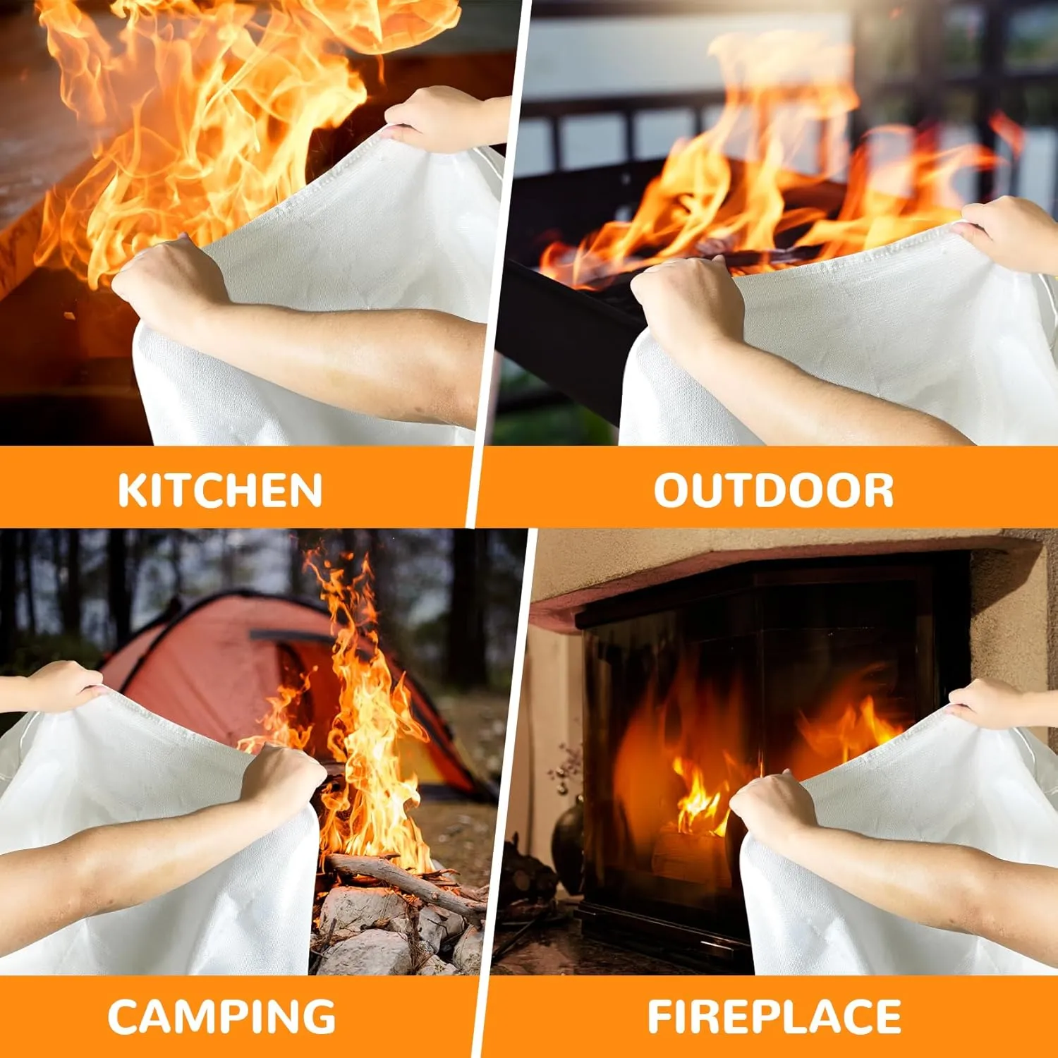 40 x 40 Emergency Fire Blanket - Flame Suppression Fiberglass Blankets for Home, Kitchen, Camping, Car, Office, Warehouse, Emergency Survival Safety - Fire Extinguisher Alternative (4, 40*40)