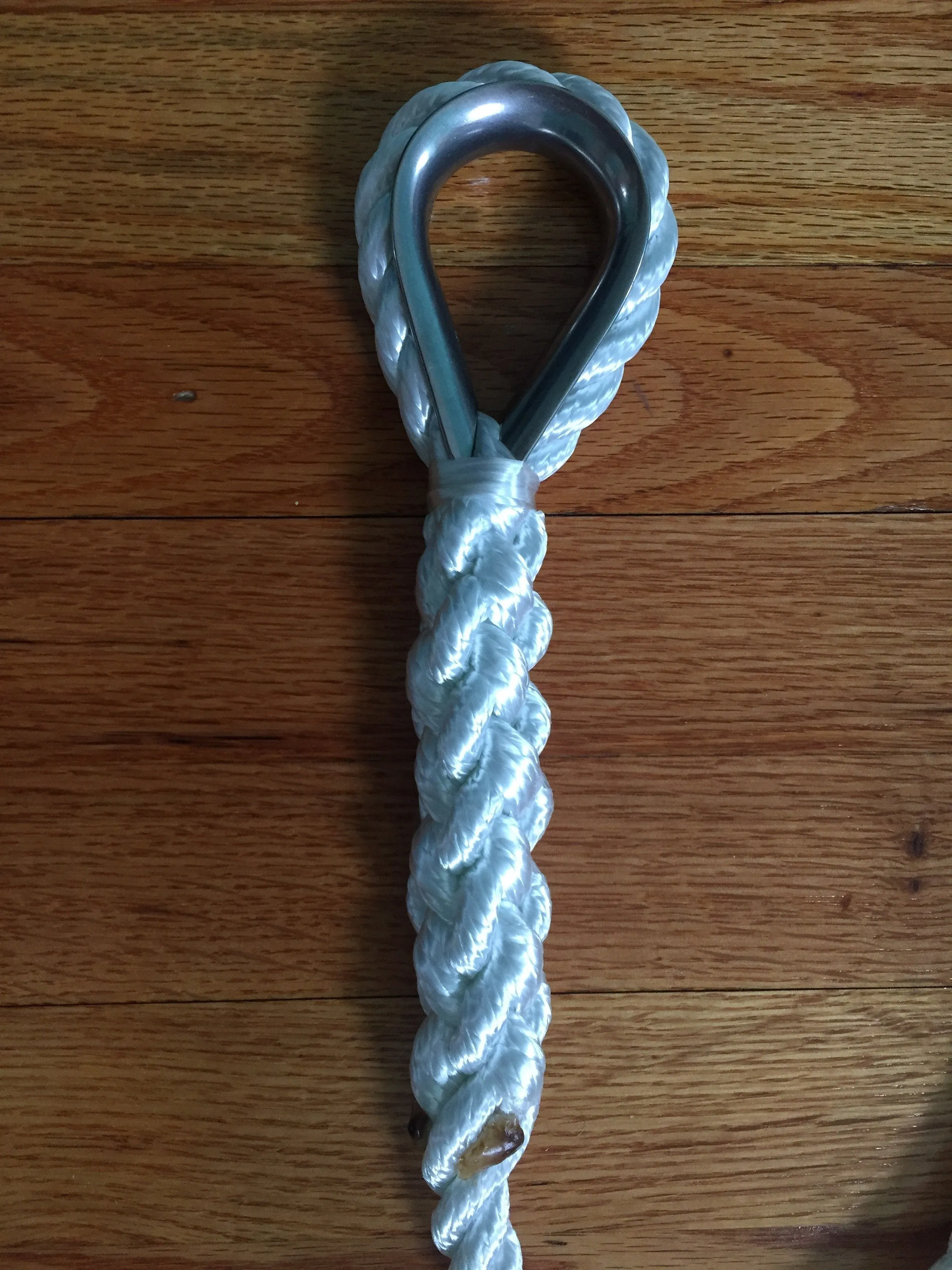 5/8" X 17' Three Strand Double Mooring Pendant 100% Nylon Rope with Stainless Steel Thimble. and 5 Chafe Guards (Tensile Strength 6400 Lbs.) Made in USA. FREE EXPEDITED SHIPPING