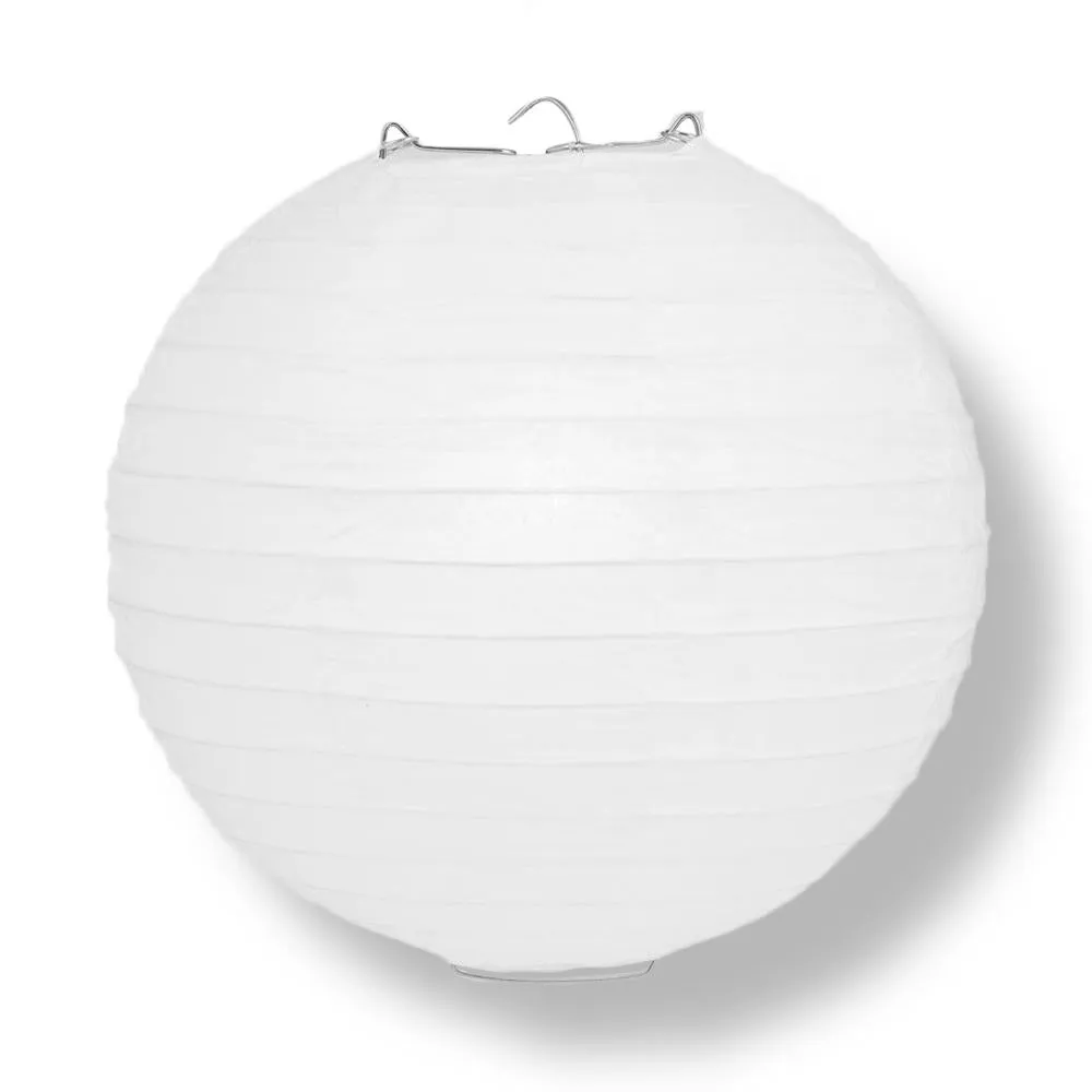 6-Pack 36 Inch White Parallel Ribbing Round Paper Lanterns