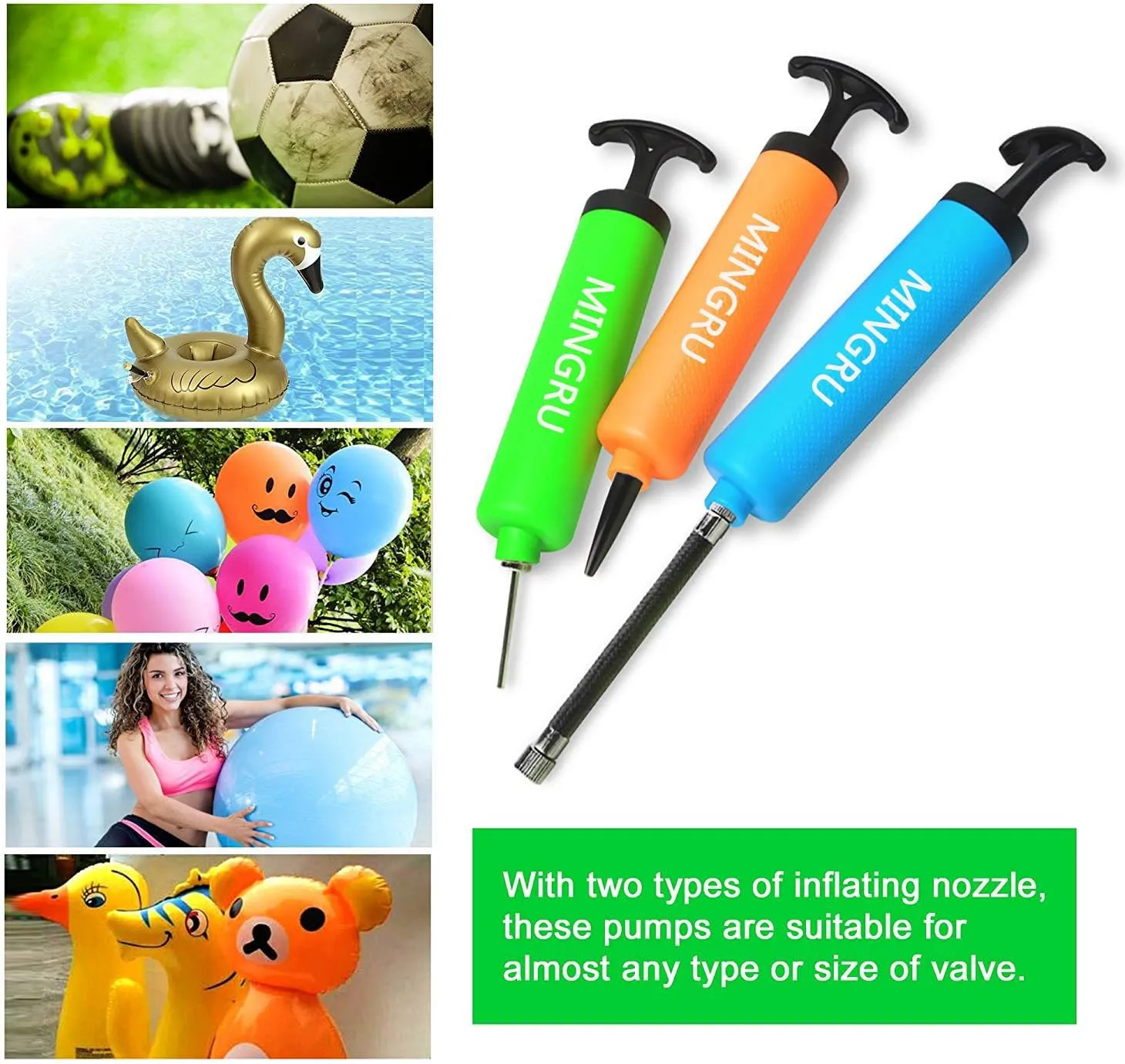 Ball Pump for Basketball, Soccer, Volleyball, Rugby, Water Polo Ball & Other Inflatables Air Pump, Needles and Nozzles Included