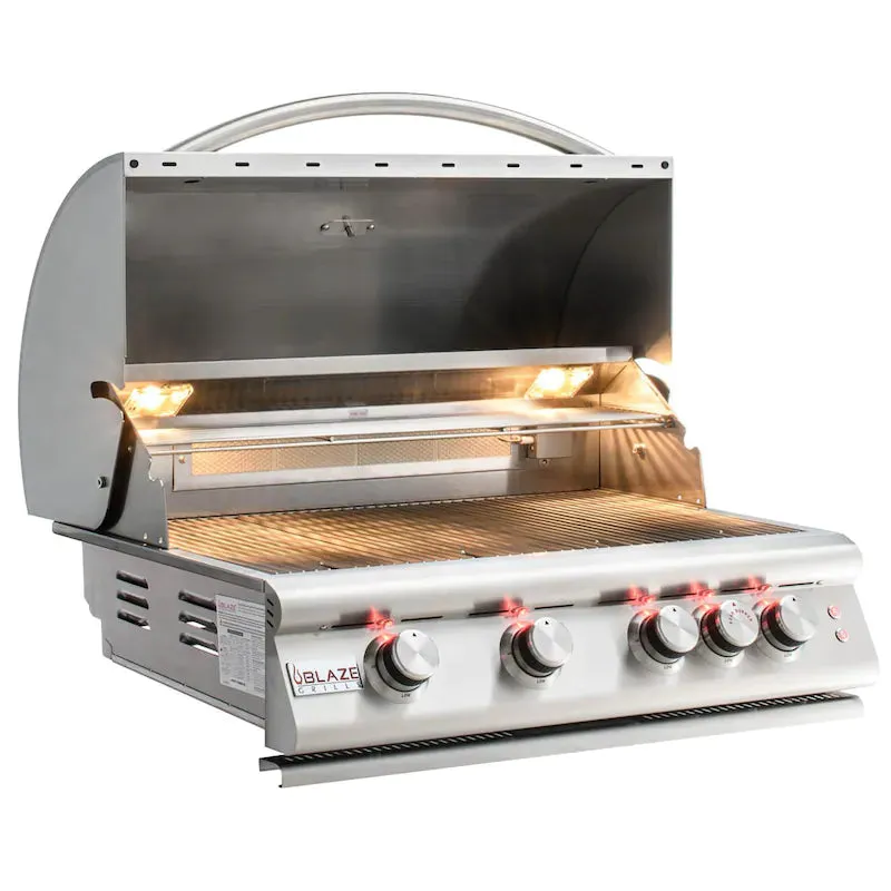 Blaze Premium LTE3 Marine Grade 32" 4-Burner Natural Gas Grill with Rear Infrared Burner & Grill Lights