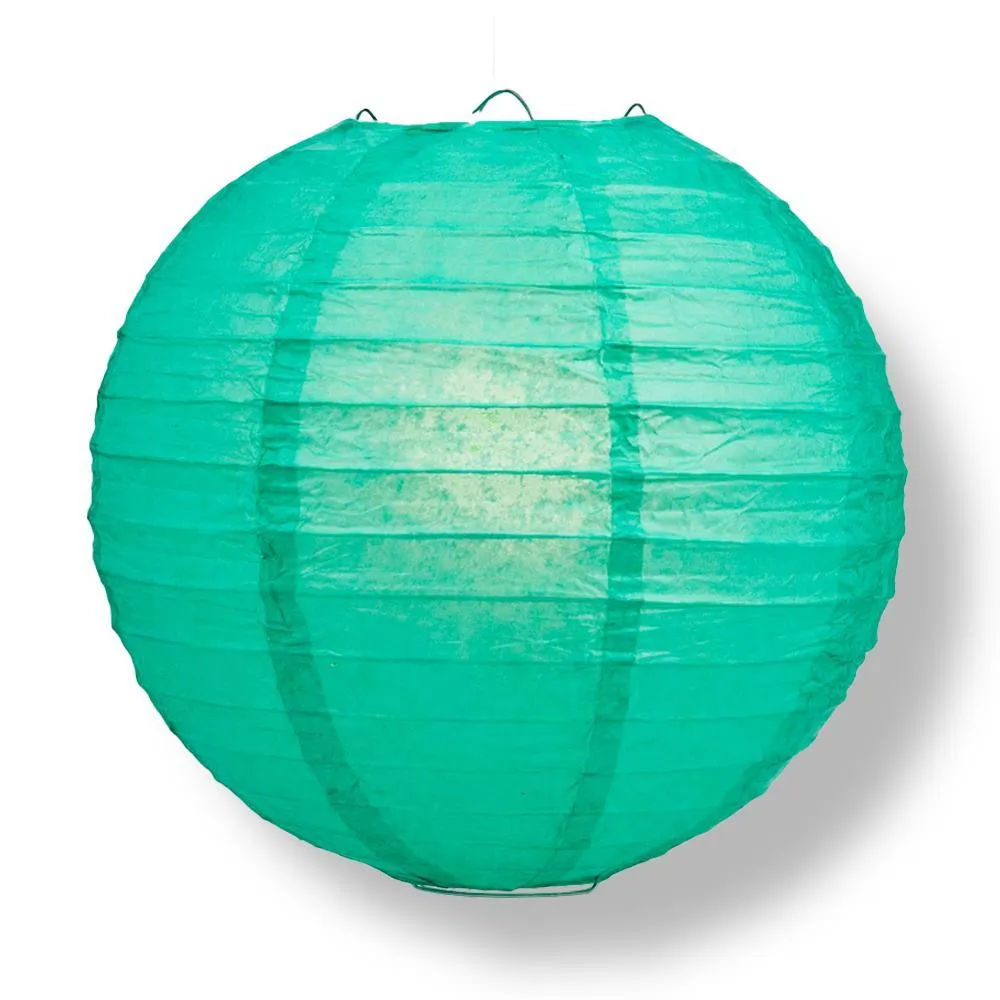 BLOWOUT 36" Teal Green Jumbo Round Paper Lanterns, Parallel Ribbing (Value Packs)