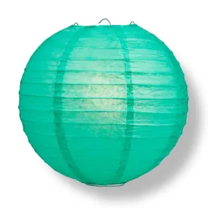 BLOWOUT 36" Teal Green Jumbo Round Paper Lanterns, Parallel Ribbing (Value Packs)