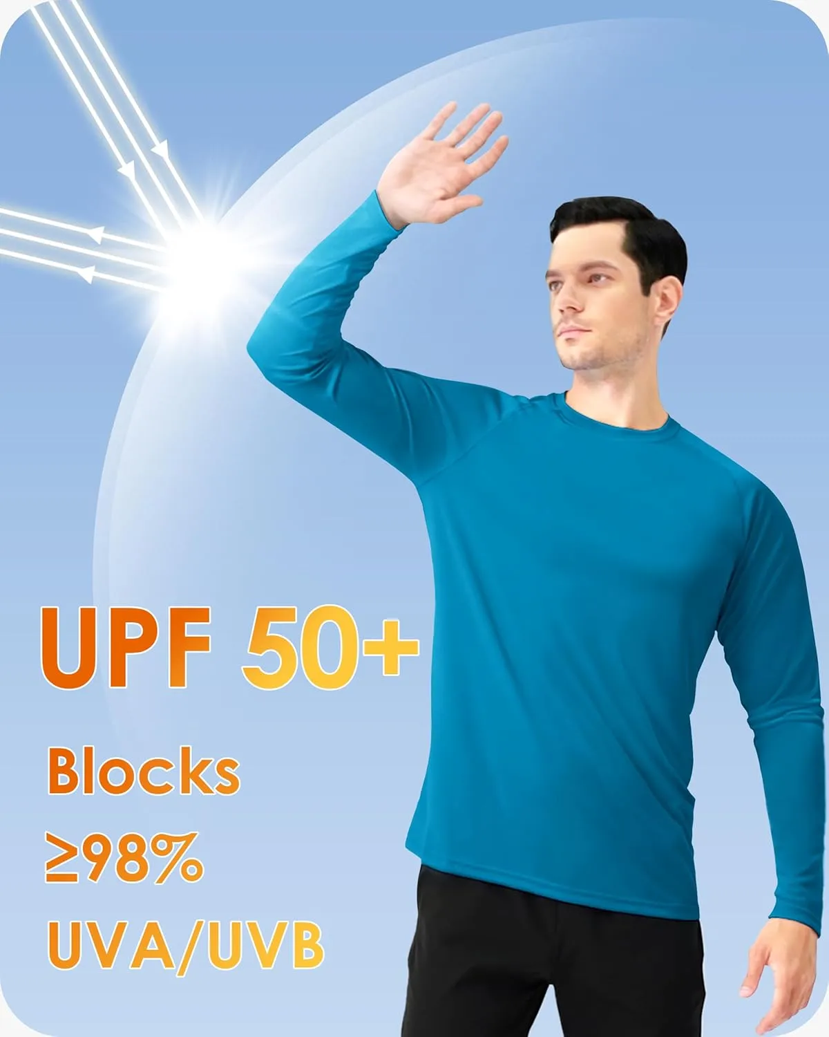 Boladeci Men's UPF 50  Sun Protection UV SPF Shirts Long Sleeve Lightweight Quick Dry Swim T-Shirts Rash Guard