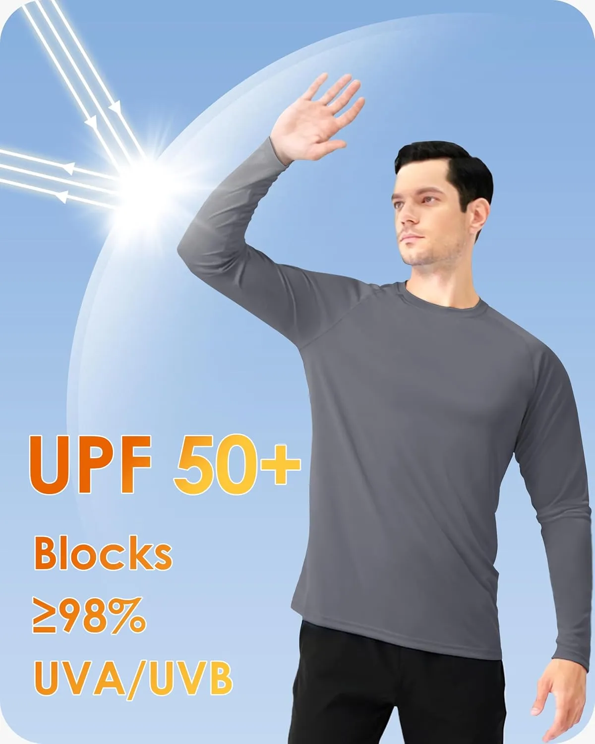 Boladeci Men's UPF 50  Sun Protection UV SPF Shirts Long Sleeve Lightweight Quick Dry Swim T-Shirts Rash Guard