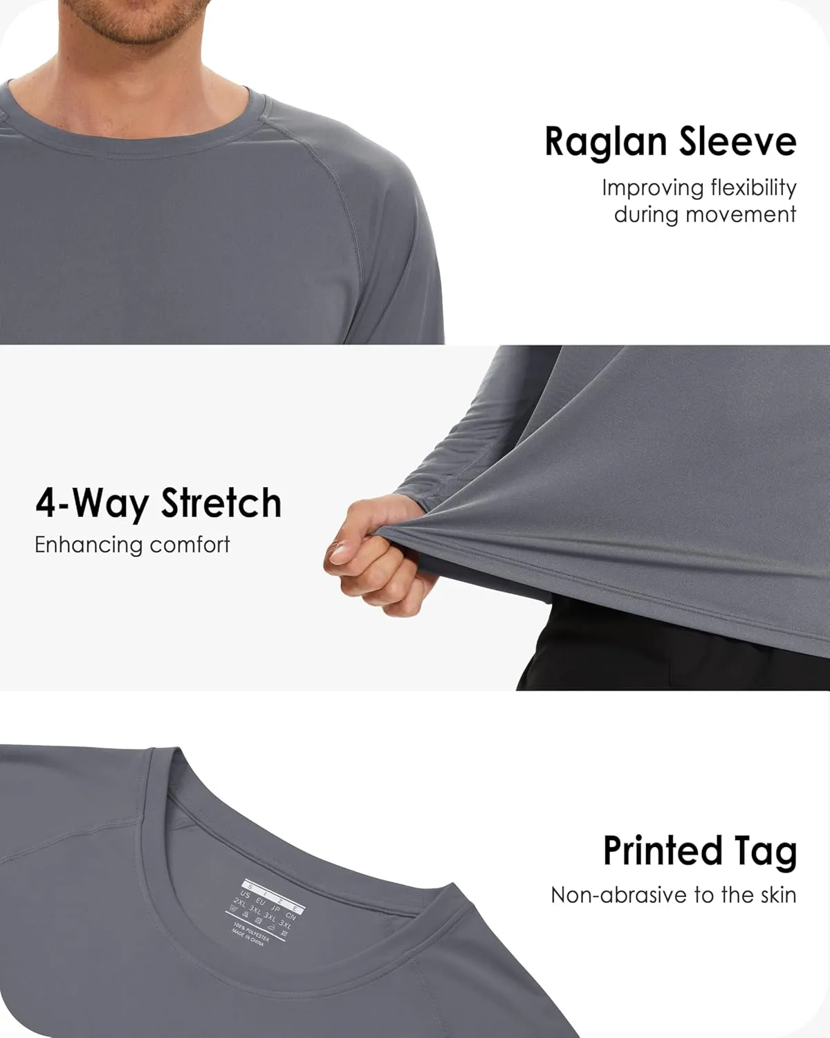 Boladeci Men's UPF 50  Sun Protection UV SPF Shirts Long Sleeve Lightweight Quick Dry Swim T-Shirts Rash Guard