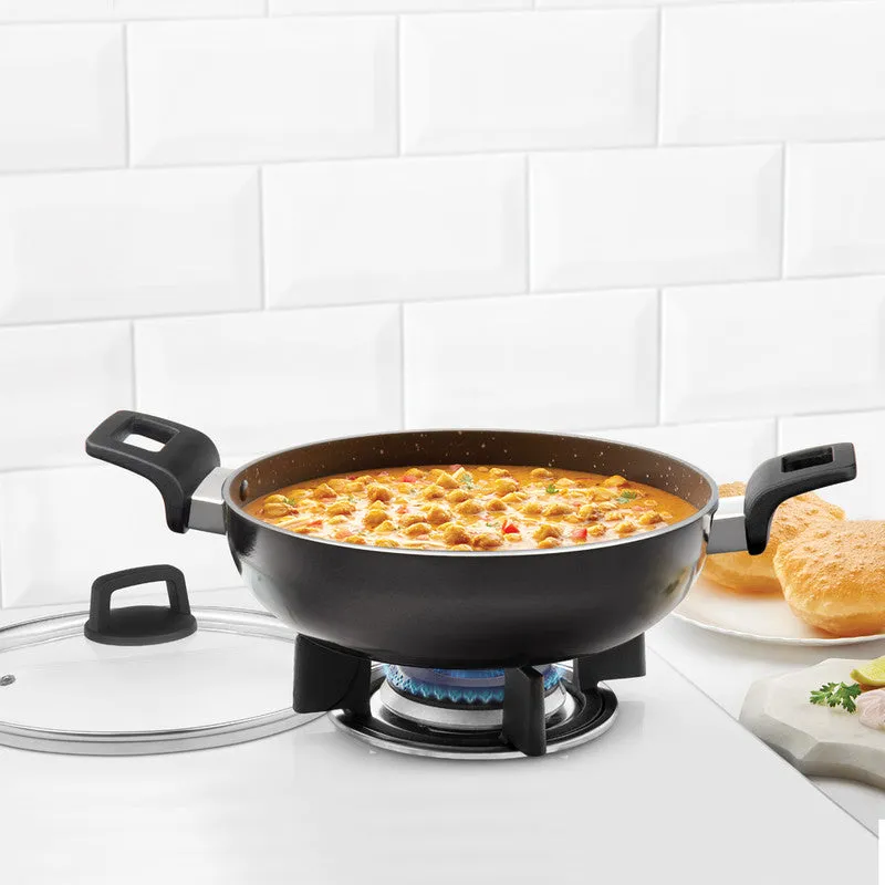 Borosil Granito Nonstick Kadhai   Lid