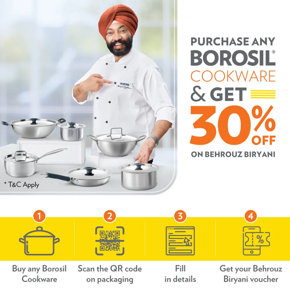 Borosil Granito Nonstick Kadhai   Lid
