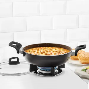 Borosil Granito Nonstick Kadhai   Lid