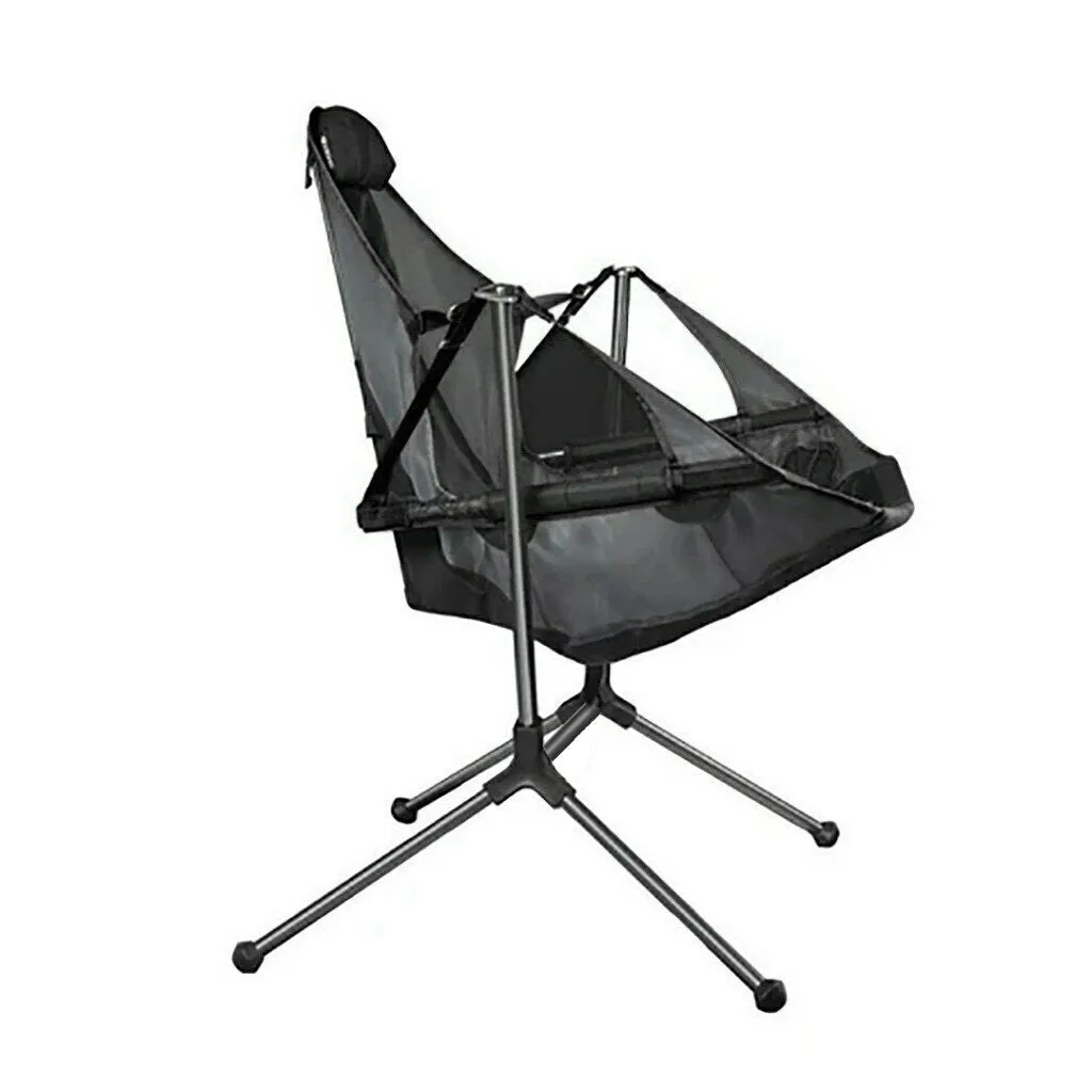 Camping Chair Foldable Swing Luxury Recliner Swinging Comfort Lean Back Outdoor Folding Rocking Chair - Red
