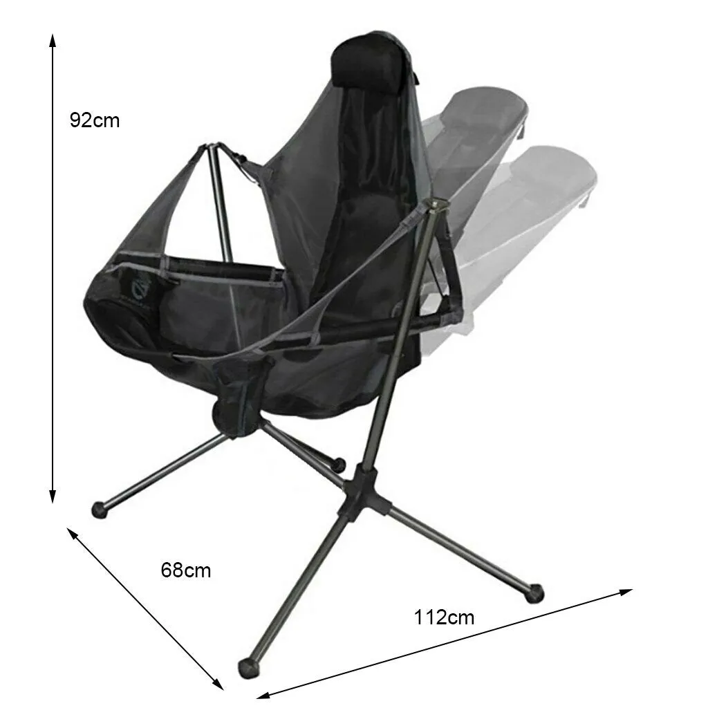 Camping Chair Foldable Swing Luxury Recliner Swinging Comfort Lean Back Outdoor Folding Rocking Chair - Red