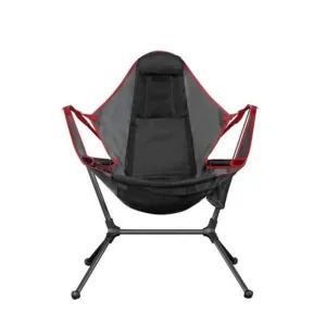 Camping Chair Foldable Swing Luxury Recliner Swinging Comfort Lean Back Outdoor Folding Rocking Chair - Red
