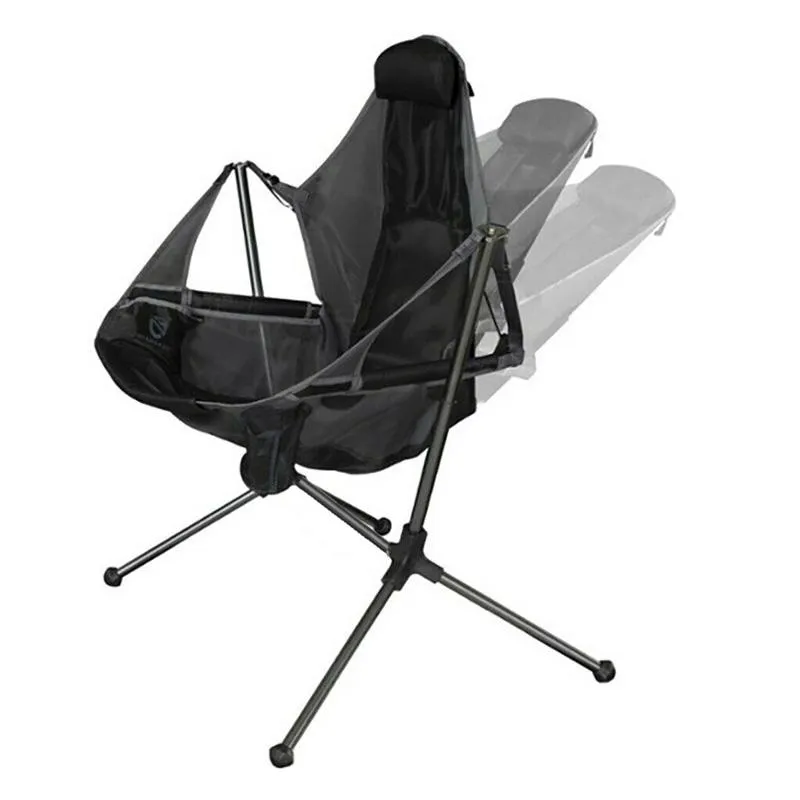 Camping Chair Foldable Swing Luxury Recliner Swinging Comfort Lean Back Outdoor Folding Rocking Chair - Red