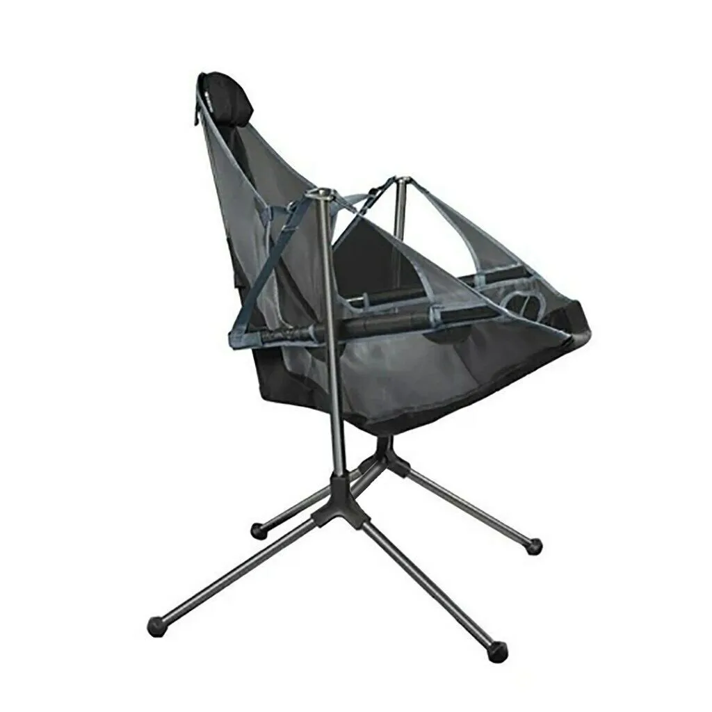 Camping Chair Foldable Swing Luxury Recliner Swinging Comfort Lean Back Outdoor Folding Rocking Chair - Red