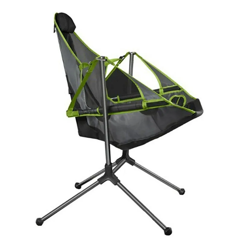 Camping Chair Foldable Swing Luxury Recliner Swinging Comfort Lean Back Outdoor Folding Rocking Chair - Red