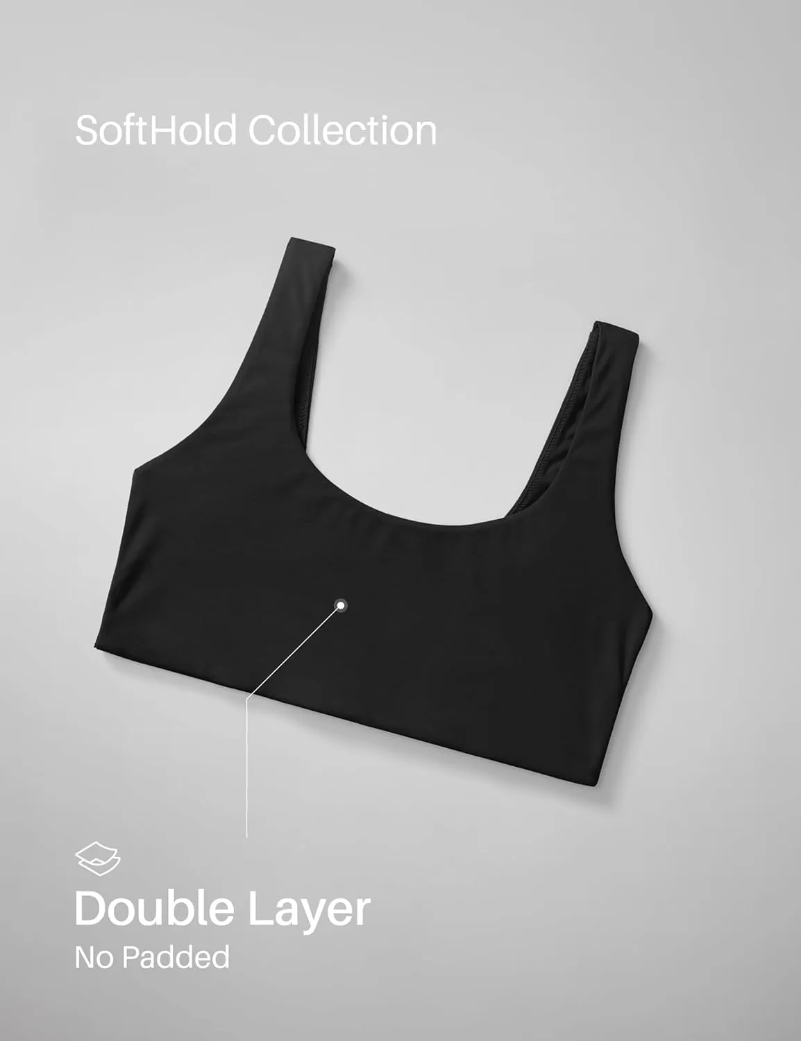 CRZ YOGA Softhold Women's Double Lined U Back Bralettes - Scoop Neck Unlined T-Shirt Everyday Bras Smooth Wireless Cami