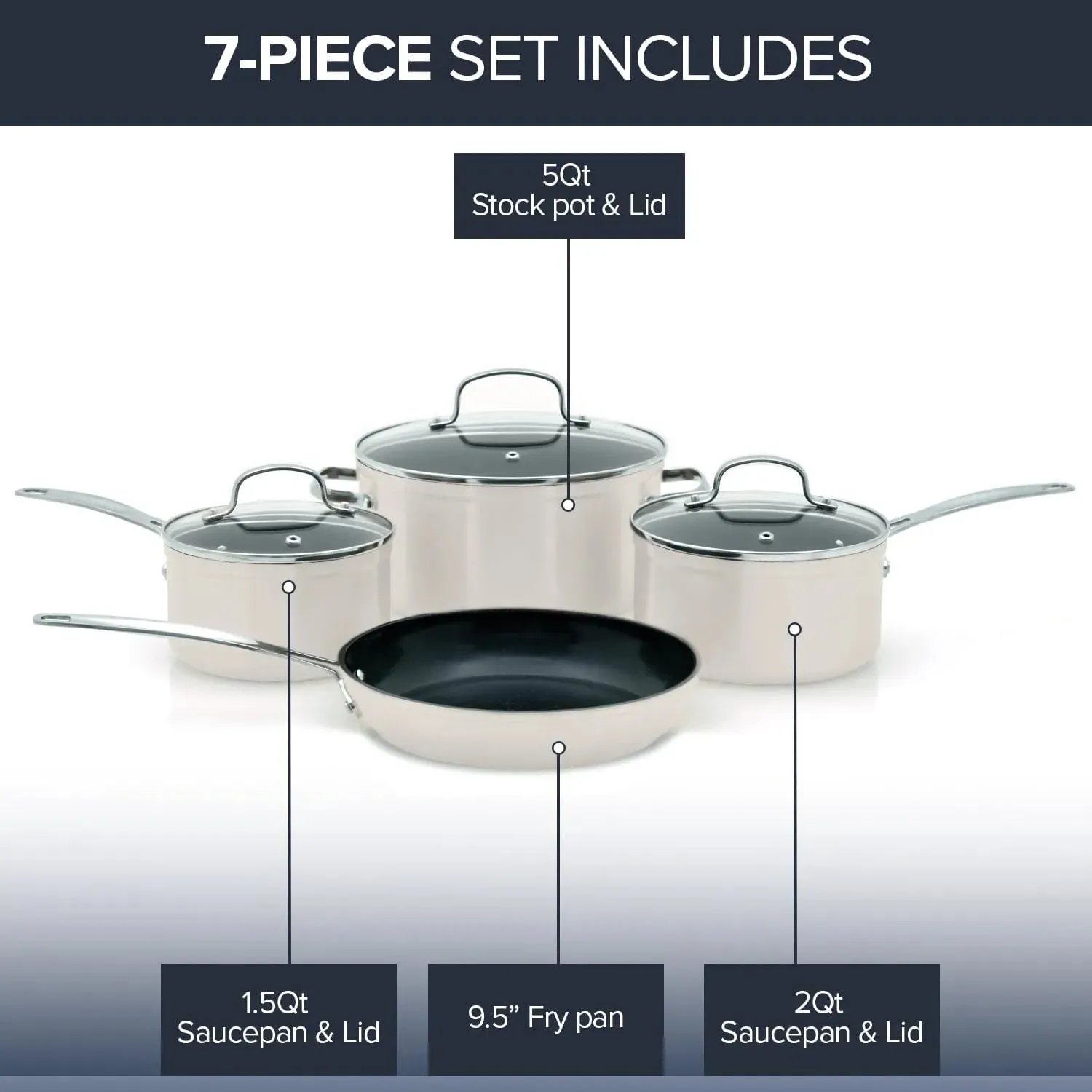 Duralon Blue Non-Stick Cookware 7-Piece Set