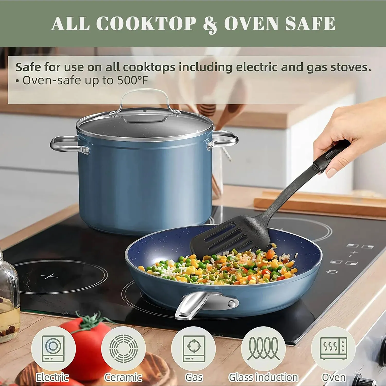 Duralon Blue Non-Stick Cookware 7-Piece Set