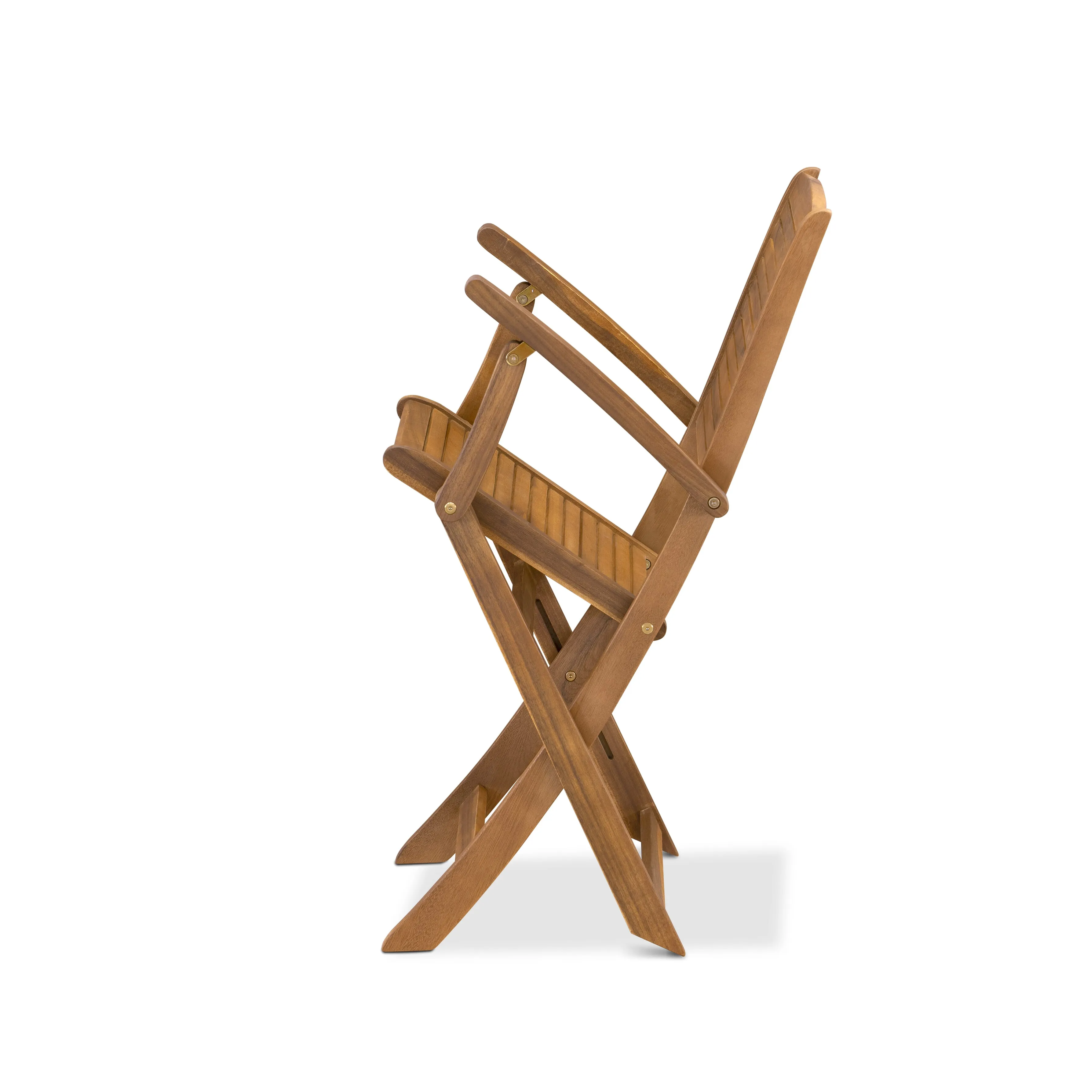 East West Furniture BHDCANA Hayward Outdoor Dining Folding Arm Chairs - Acacia Wood, Set of 2, Natural Oil