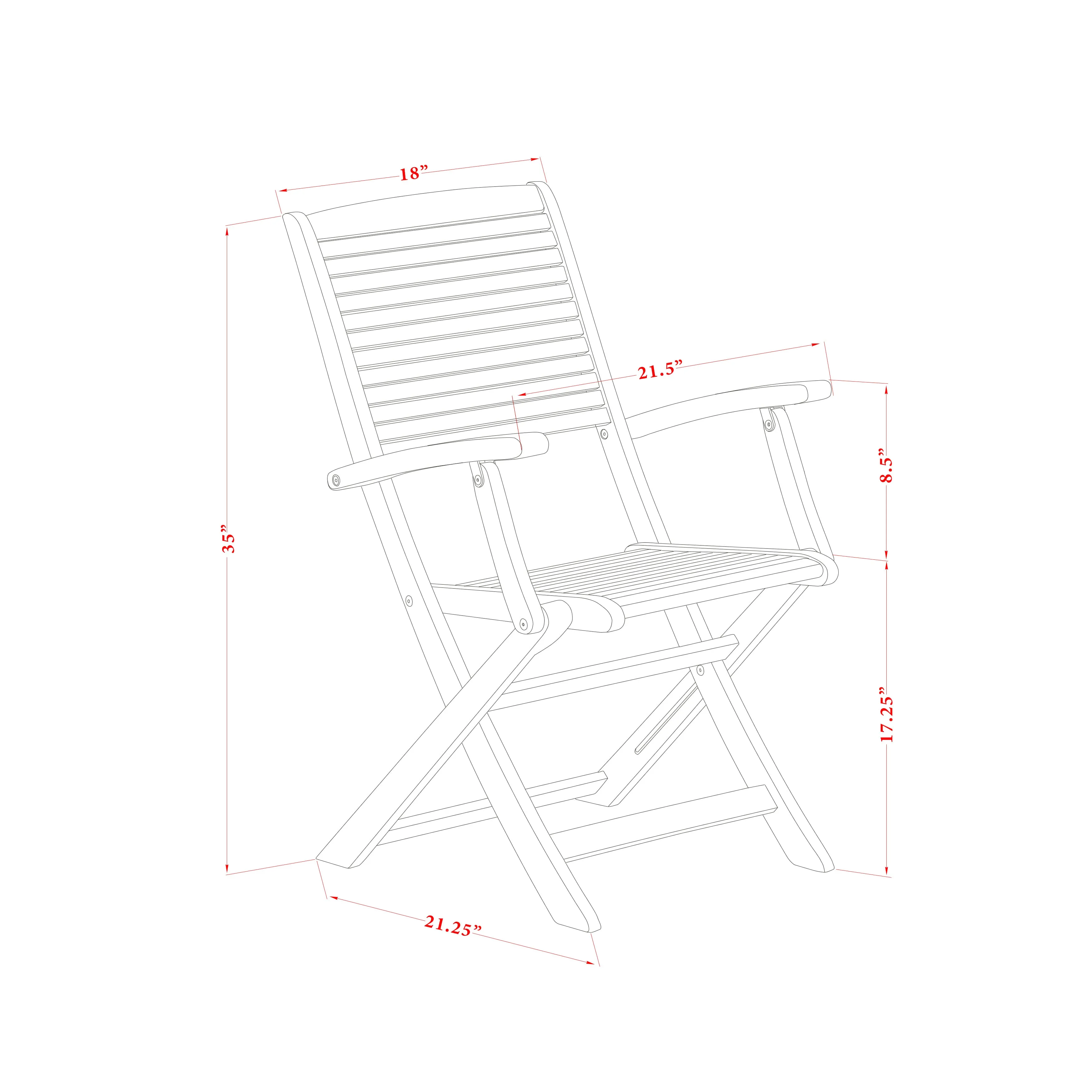 East West Furniture BHDCANA Hayward Outdoor Dining Folding Arm Chairs - Acacia Wood, Set of 2, Natural Oil