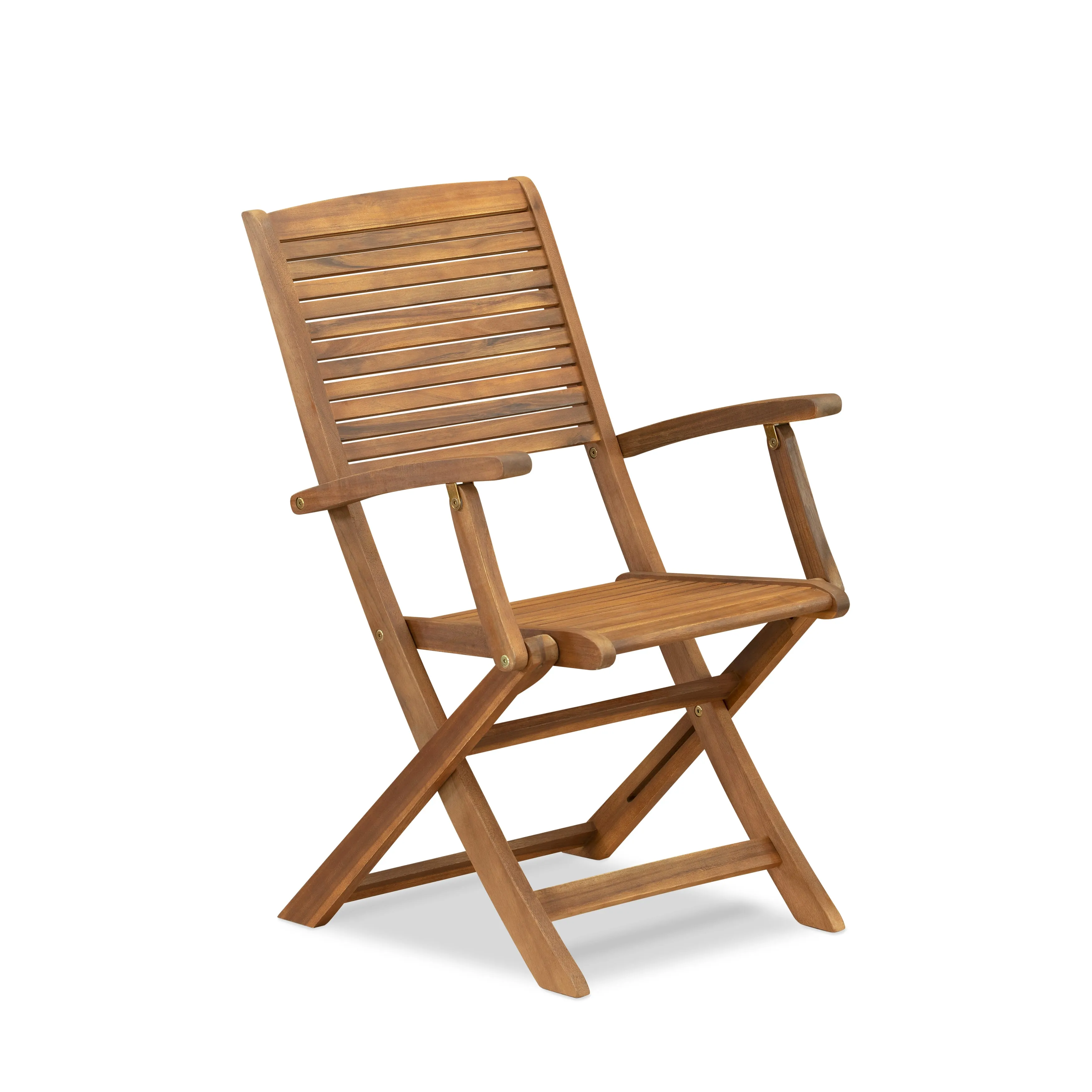 East West Furniture BHDCANA Hayward Outdoor Dining Folding Arm Chairs - Acacia Wood, Set of 2, Natural Oil