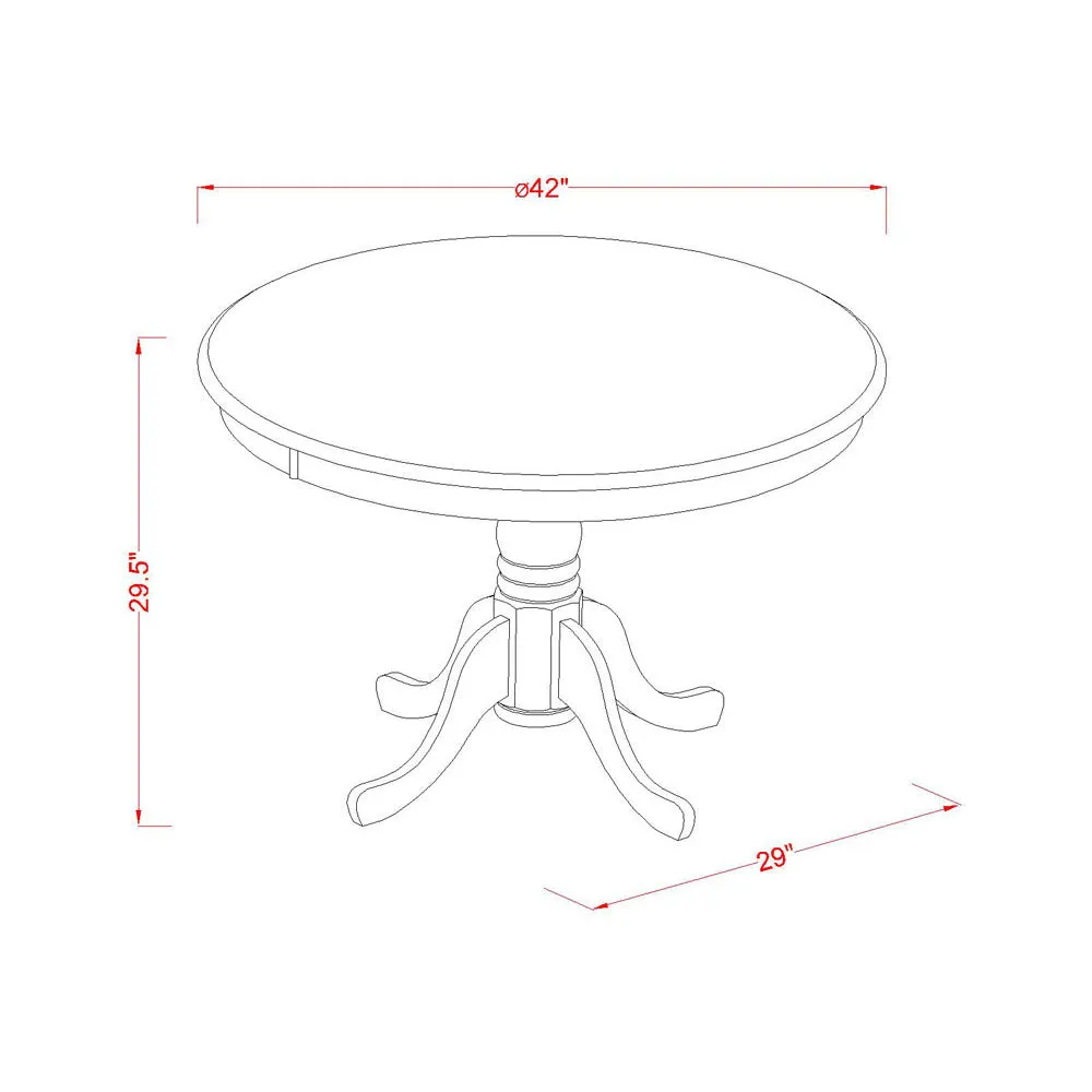 East West Furniture HBEL5-LWH-07 5 Piece Kitchen Table & Chairs Set Includes a Round Dining Room Table with Pedestal and 4 Gray Linen Fabric Parson Dining Chairs, 42x42 Inch, Linen White
