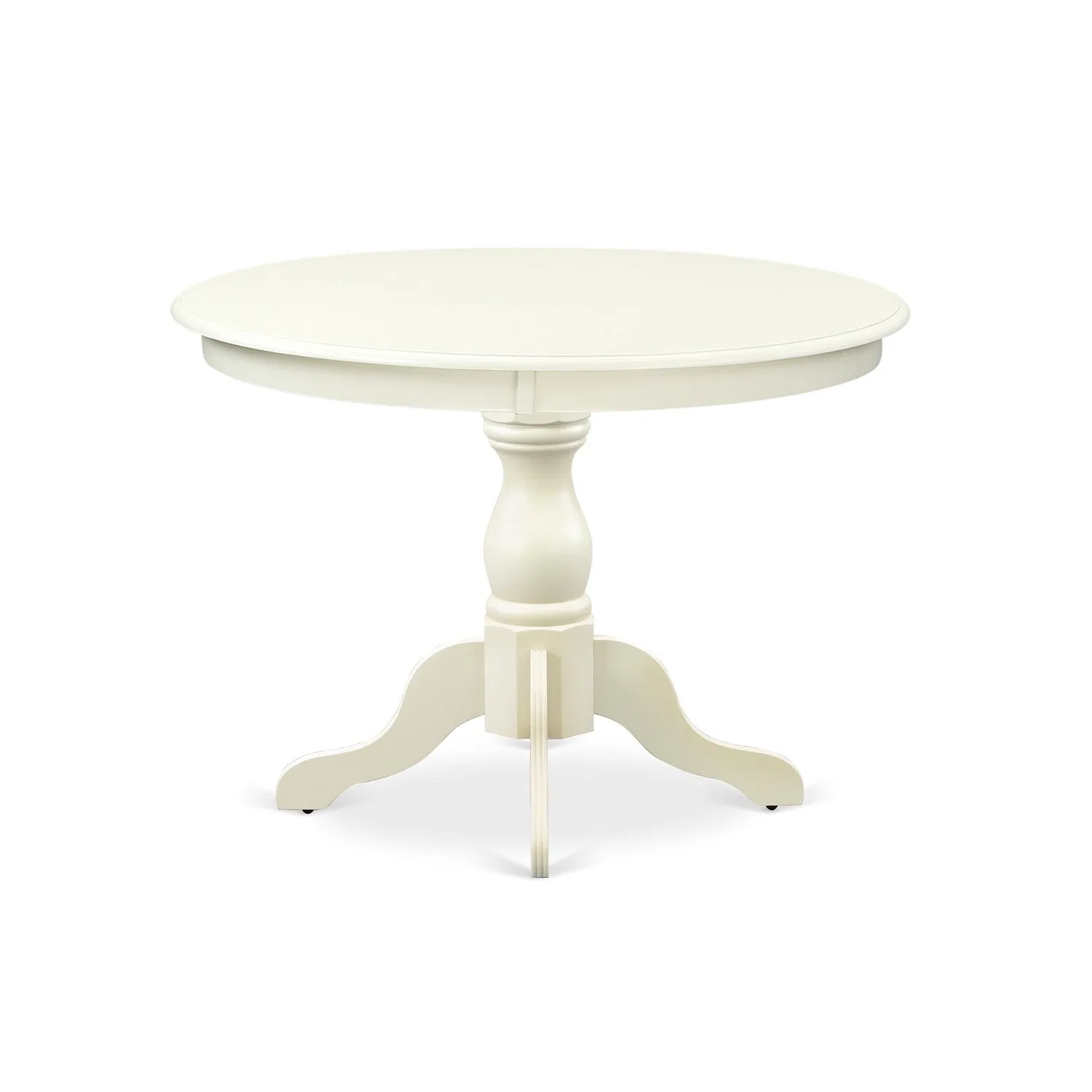 East West Furniture HBEL5-LWH-07 5 Piece Kitchen Table & Chairs Set Includes a Round Dining Room Table with Pedestal and 4 Gray Linen Fabric Parson Dining Chairs, 42x42 Inch, Linen White