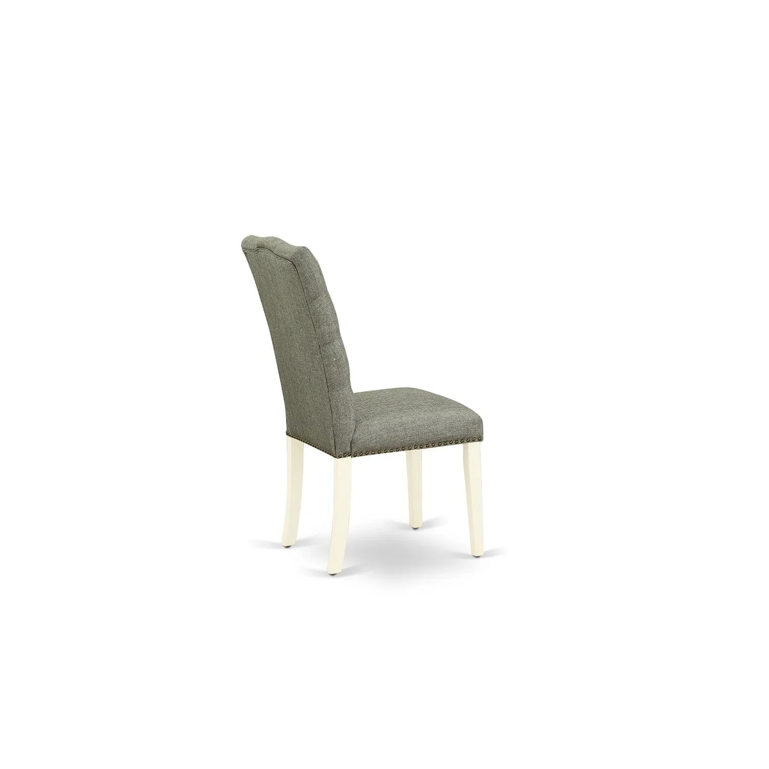 East West Furniture HBEL5-LWH-07 5 Piece Kitchen Table & Chairs Set Includes a Round Dining Room Table with Pedestal and 4 Gray Linen Fabric Parson Dining Chairs, 42x42 Inch, Linen White