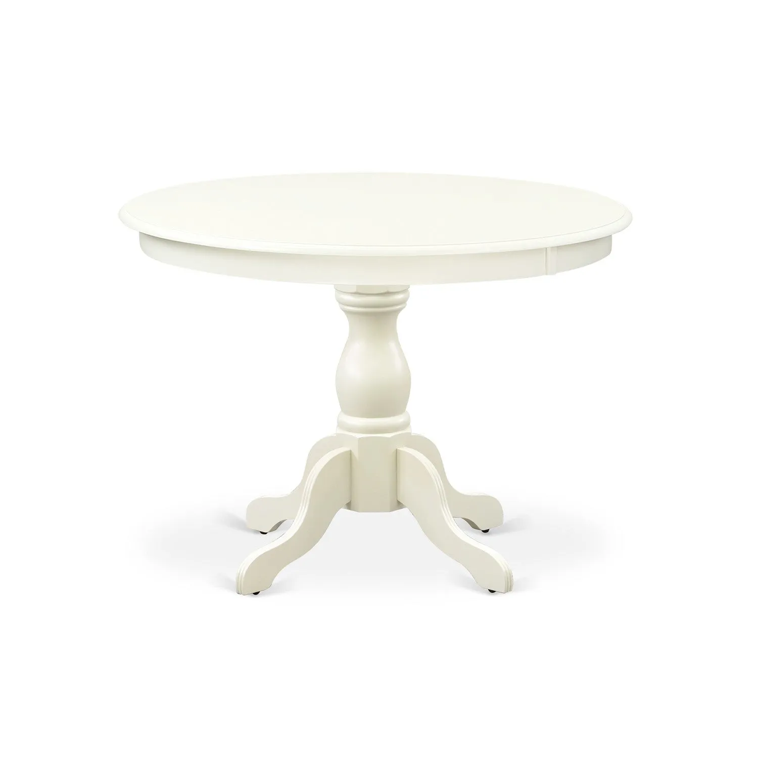 East West Furniture HBEL5-LWH-07 5 Piece Kitchen Table & Chairs Set Includes a Round Dining Room Table with Pedestal and 4 Gray Linen Fabric Parson Dining Chairs, 42x42 Inch, Linen White