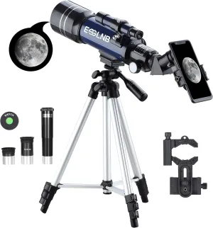 ESSLNB Telescope for Adults, 70mm Aperture Refractor Telescopes (15X-180X) for Astronomy Beginners, Portable Travel Telescope with Phone Adapter & Adjustable Tripod