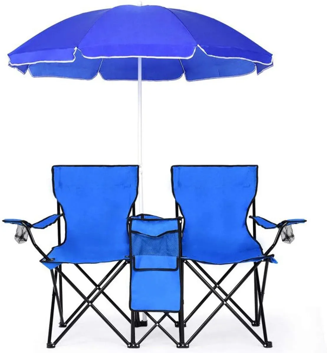 Folding Picnic Double Chair W/Umbrella Table Cooler Beach  Chair